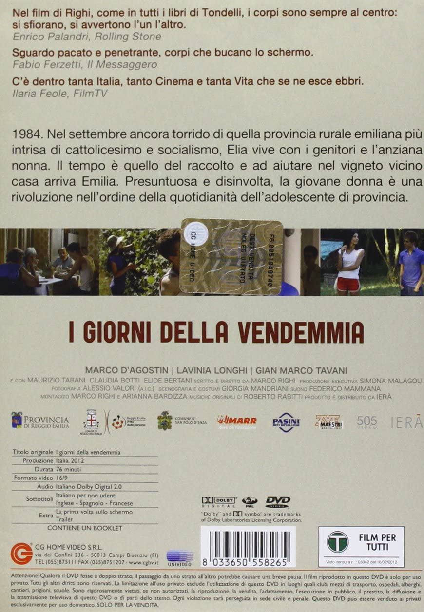 i giorni della vendemmia dvd Italian Import