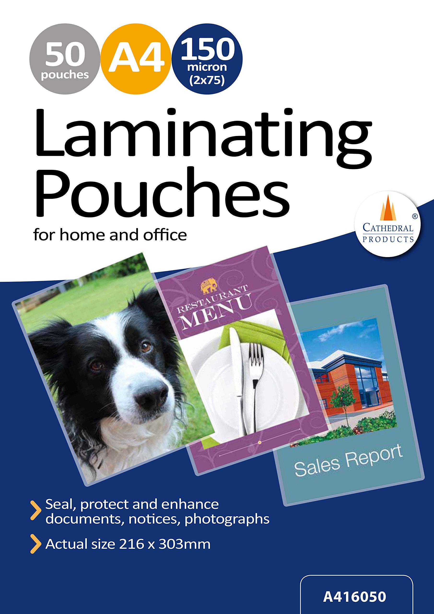 Cathedral Products Pack of 50 A4 Gloss Laminating Pouches 150 Micron