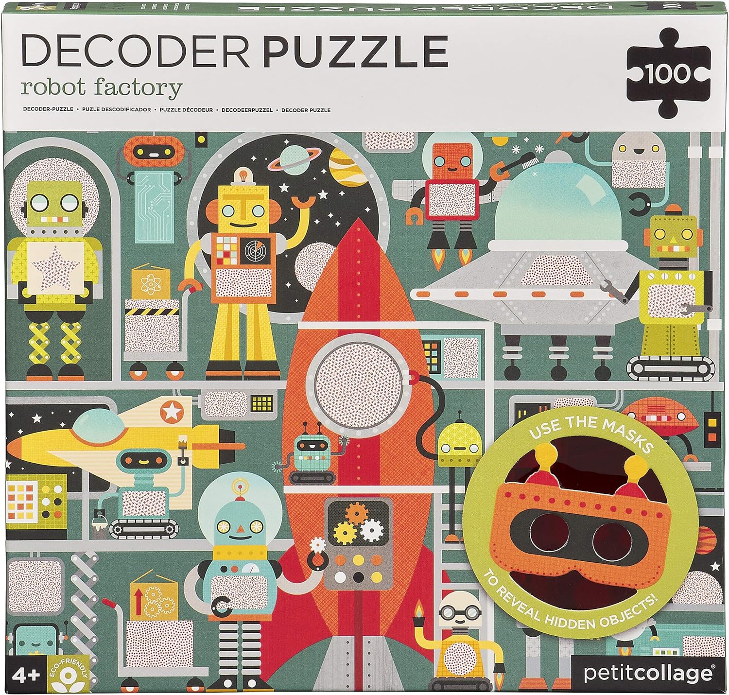 Petit Collage PTC332 Robot Factory Decoder Puzzle, Multi