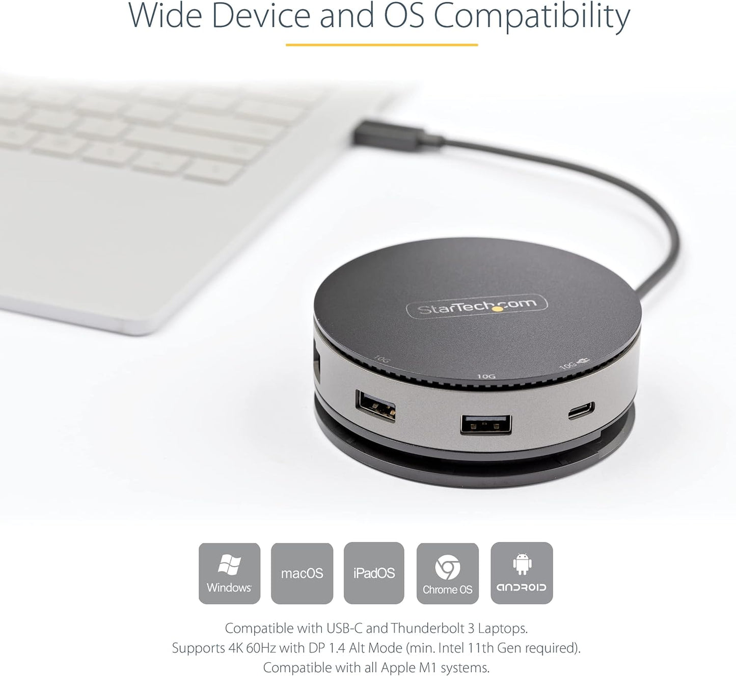 StarTech.com USB C Multiport Adapter - USB 3.1 Gen 2 10Gbps Type-C Mini Dock with 4K 60Hz HDMI/DisplayPort or 1080p VGA - 75W PD Passthrough, 3-Port USB Hub, GbE - Mobile Docking Station (DKT31CHDVCM