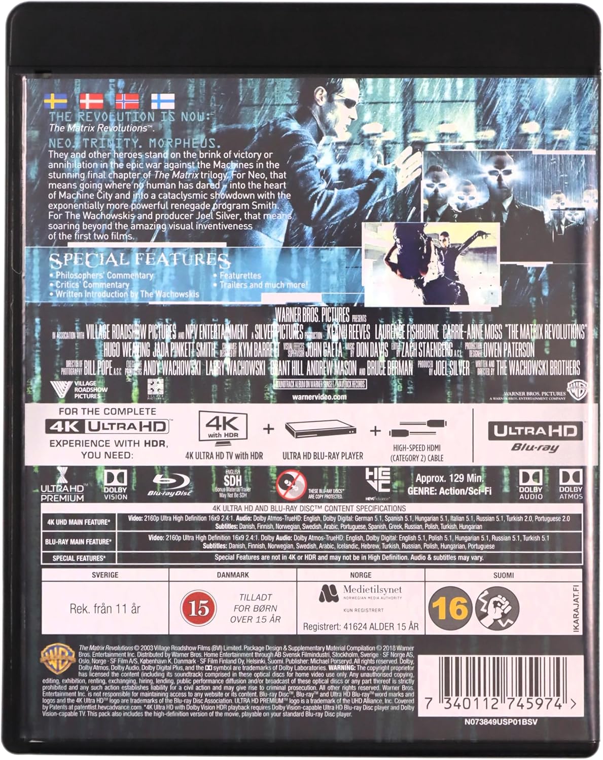 SFStudiosTheMatrix3:RevolutionsBlu-ray4KUltraHDAnglais