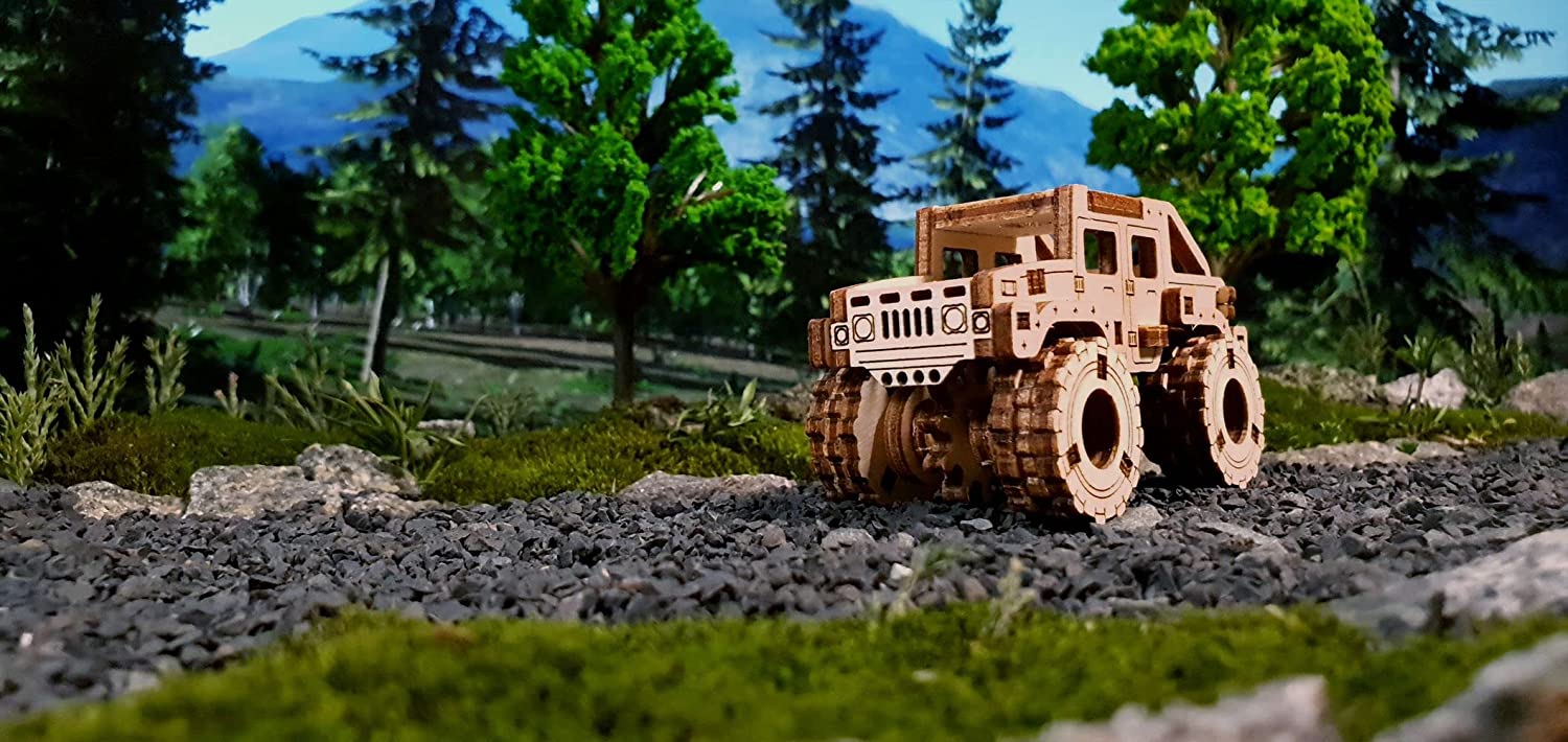 Wooden.City Modelo De Madera Monster Truck 2 Rompecabezas 3D para Adulto