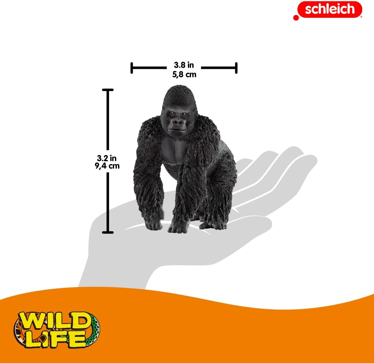 Schleich Wild Life, Animal Figurine, Animal Toys for Boys and Girls 3-8 Years Old, Male Gorilla, Ages 3+