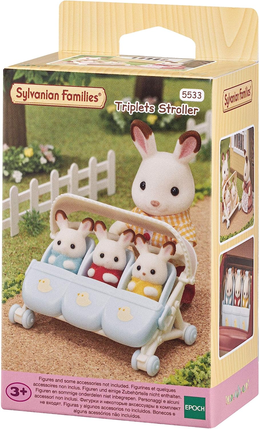 Sylvanian Families 5533 Triplets Stroller - Dollhouse Playsets, Blue, Small
