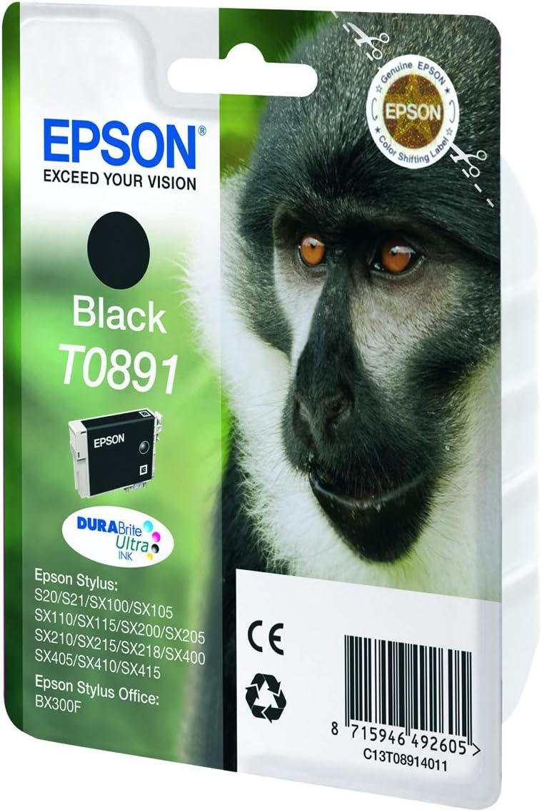 Epson T0891 Stylus Ink Cartridge, Black, Genuine