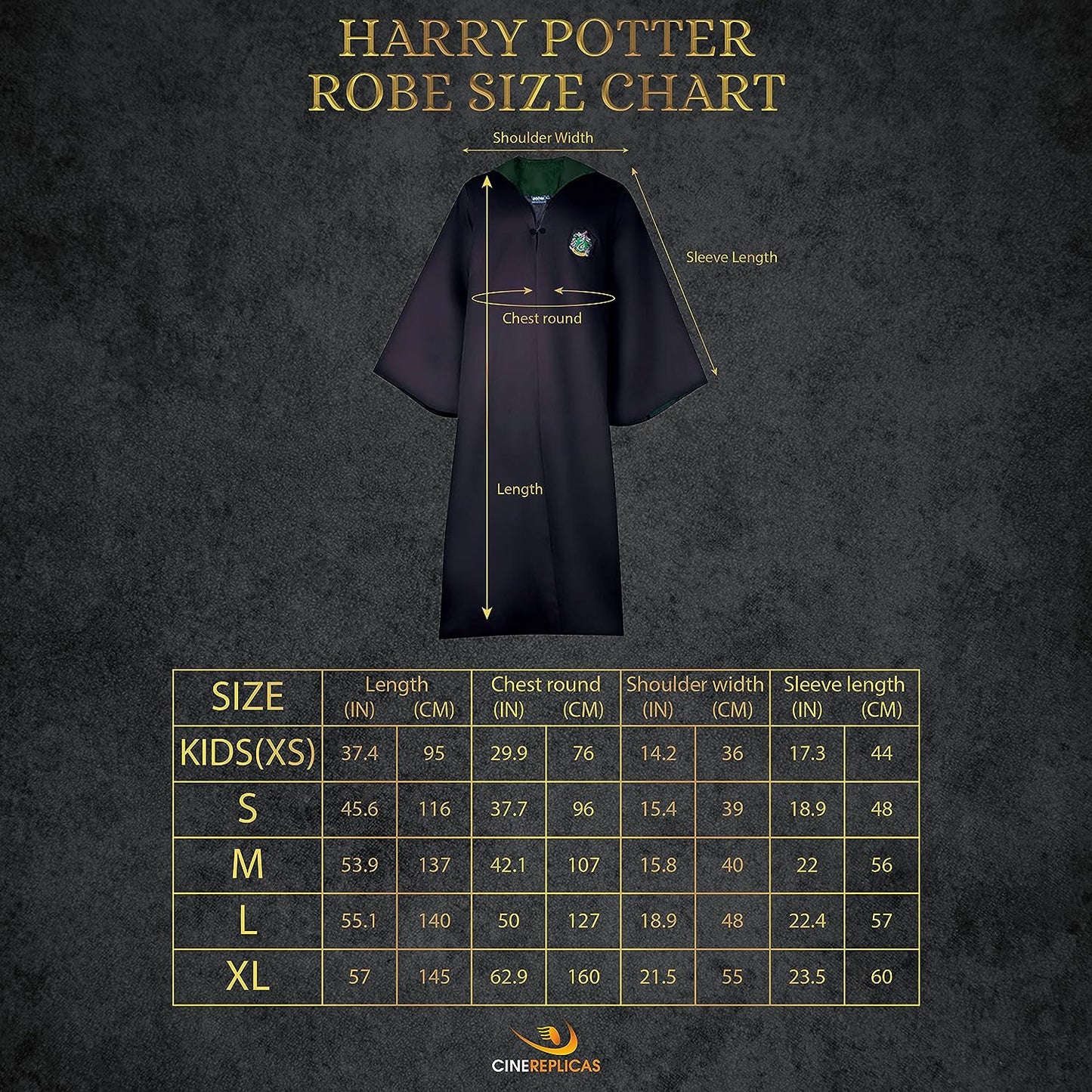 Cinereplicas Harry Potter - Hogwarts Robe - XS(Kids)/S/M/L/XL - Official License X-Large Slytherin