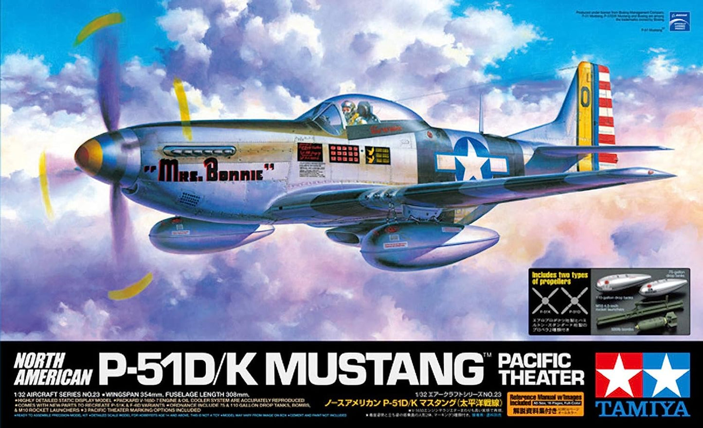 Tamiya-P-51D/K Mustang Militar Avión Modelo de Masaje, Multicolor, Large (60323-000