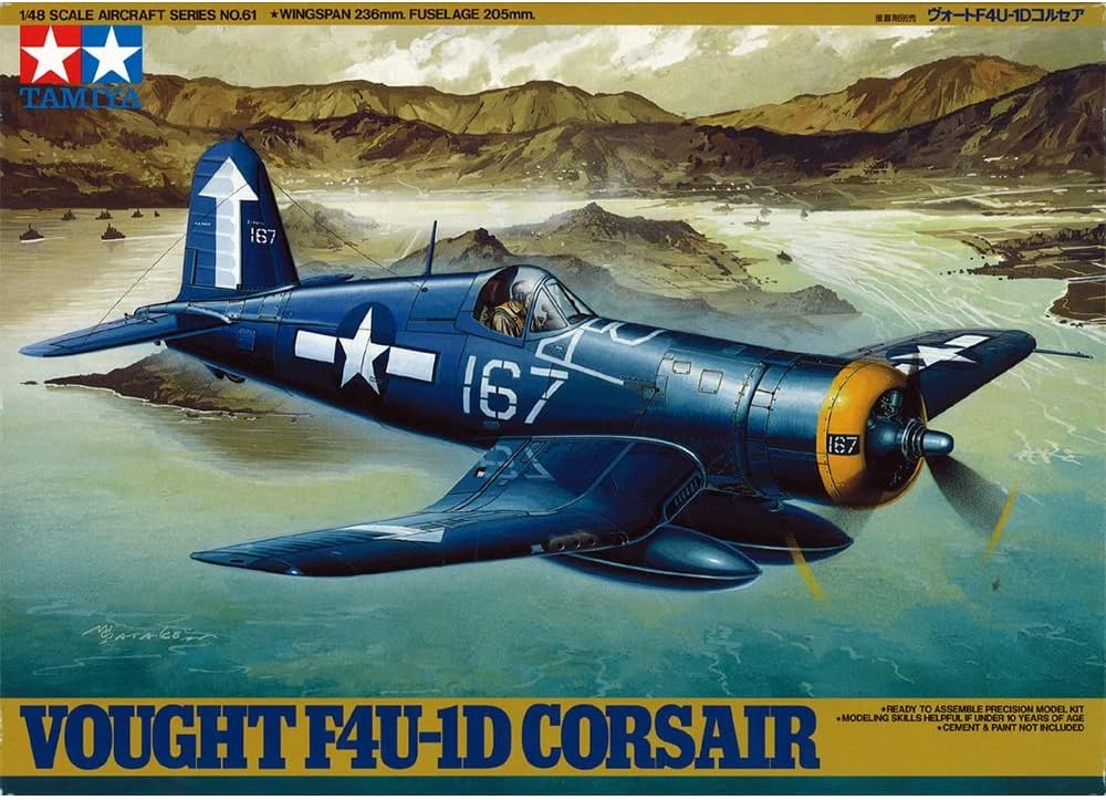 Tamiya-1/48 Vought F4U-1D Corsair Plastic Airplane Kit Modelo, Color Azul, 1/48 (61061