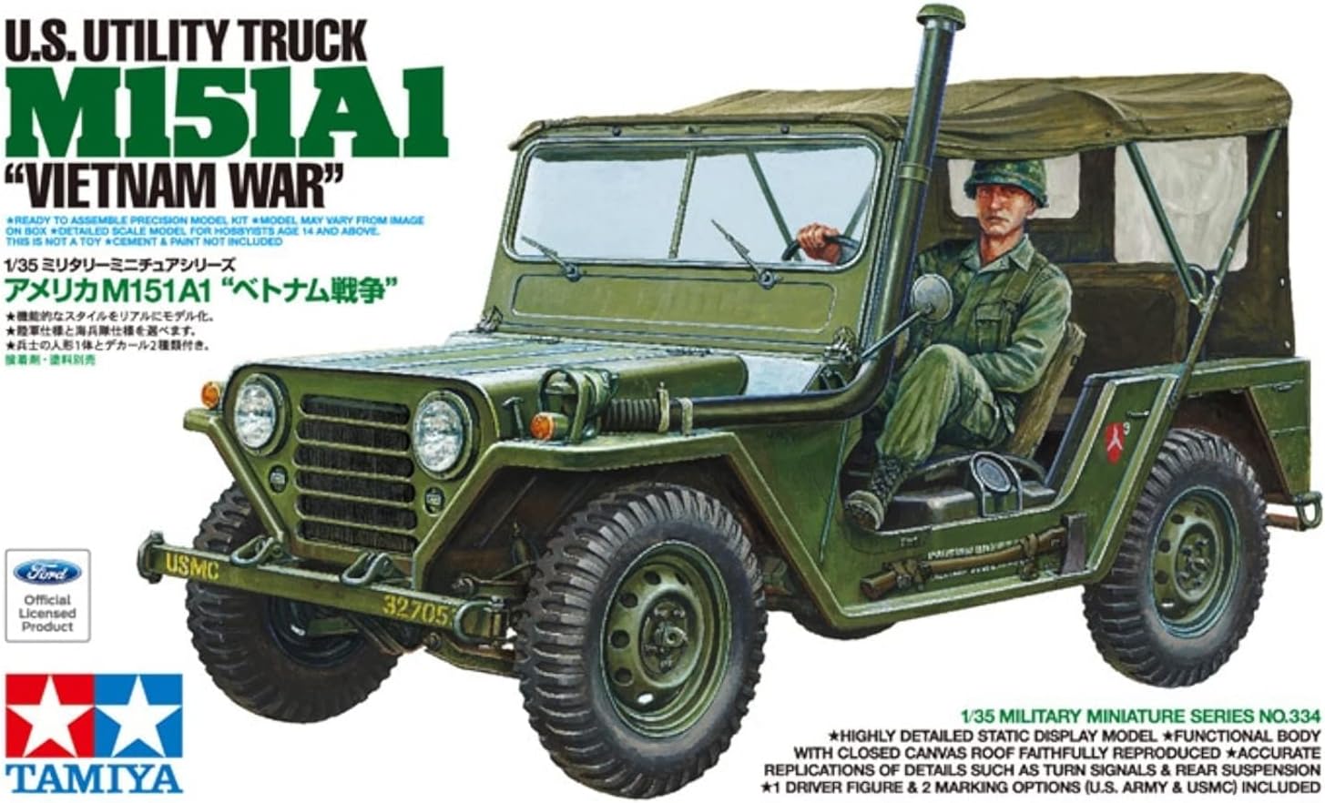 TAMIYA- Toy Vehículo de Transporte M151A1 Juguete, Color Verde, S (35334