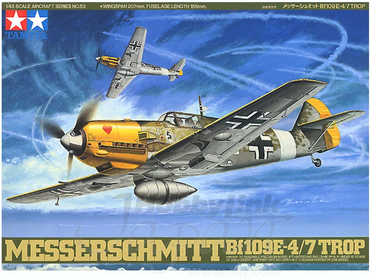 TAMIYA 300061063 – 1: 48 WWII Model Set Messerschmitt BF109E-4/7 Trop