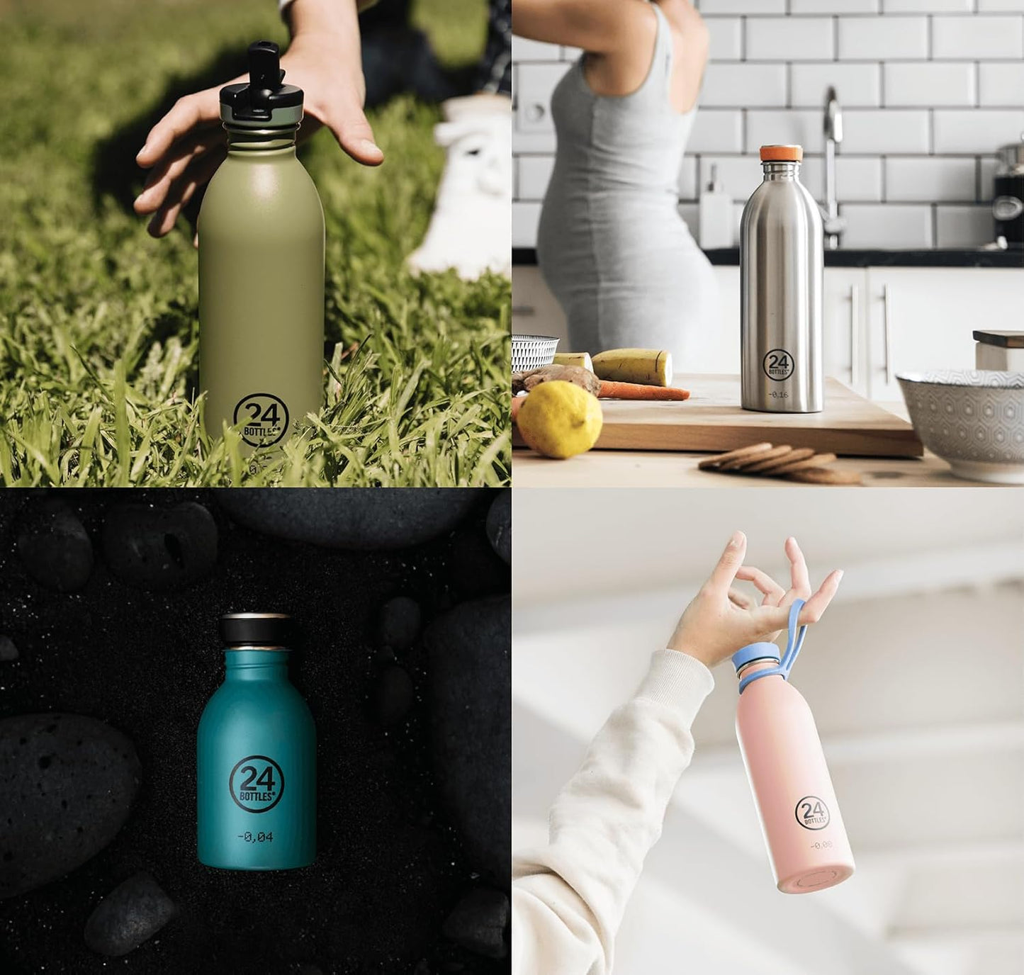 24Bottles Super Light Water Bottle | Reusable Stainless Steel Bottle BPA | Urban Bottle | Original Italian Design (Tuxedo Black, 1000ml)