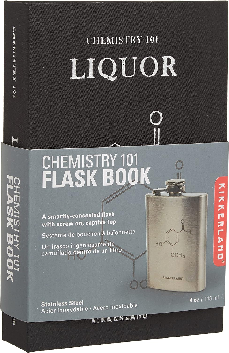 KIKKERLAND Chemistry Flask, Stainless Steel, Black/Silver