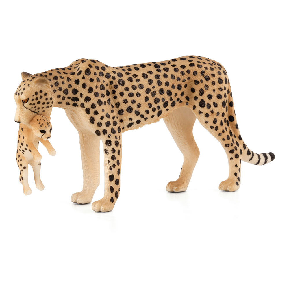 ANIMAL PLANET Wildlife & Woodland Female Cheetah with Cub Toy Figure, Tan/Black (387167)