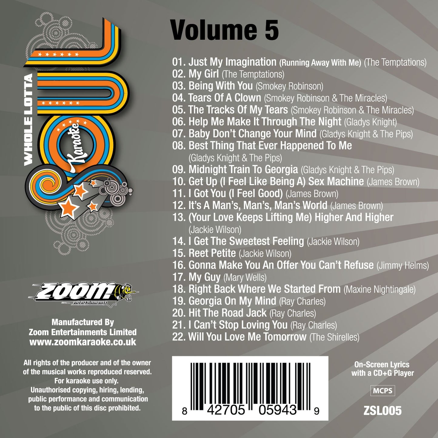 Zoom Karaoke CD+G - Whole Lotta Soul And Motown - Volume 5