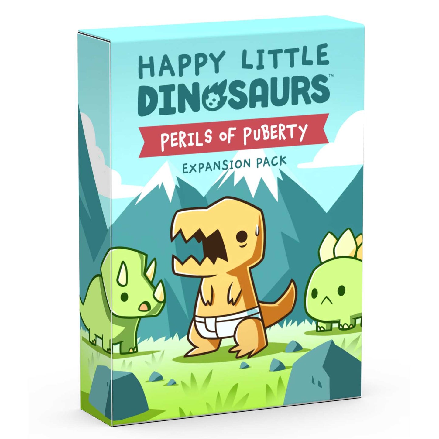 TeeTurtle , Happy Little Dinosaurs: Perils of Puberty Expansion, Board Game, Ages 8+, 2-4 Players, 30-60 Minutes Playing Time