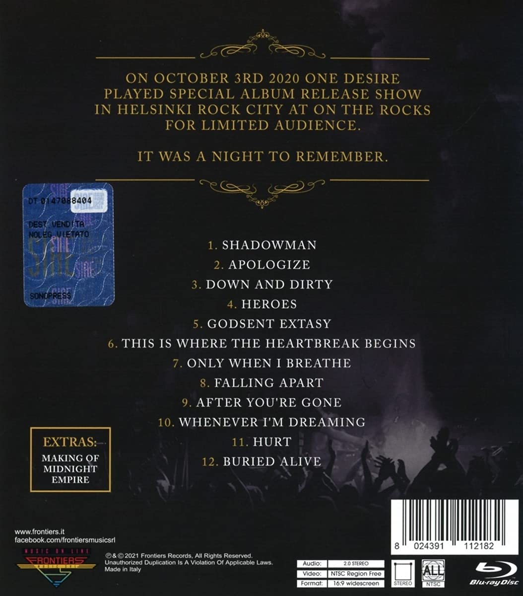 One Desire - One Night Only - Live In Helsinki (Blu-Ray