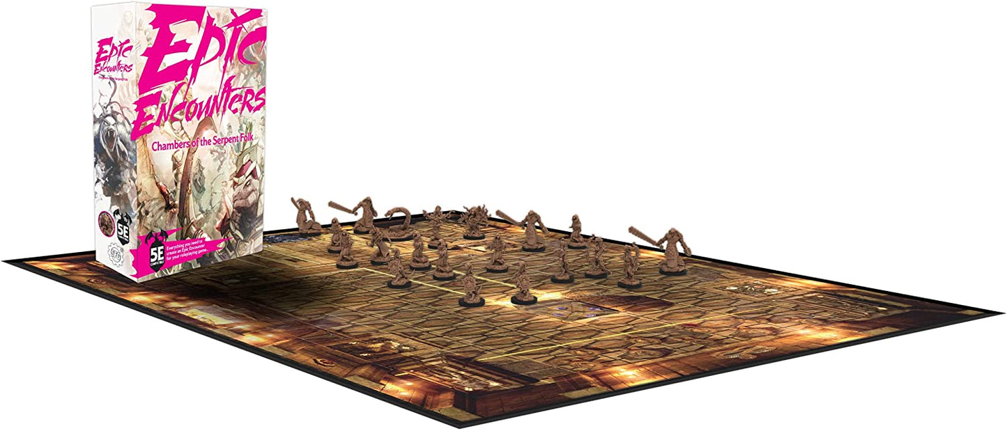 Epic Encounters: Chamber Of The Serpent Folk - RPG Fantasy Roleplaying Tabletop Game with 20 Detailed Miniatures, Double-Sided Game Mat, & Game Master Adventure Book with Monster Stats, 5E Compatible