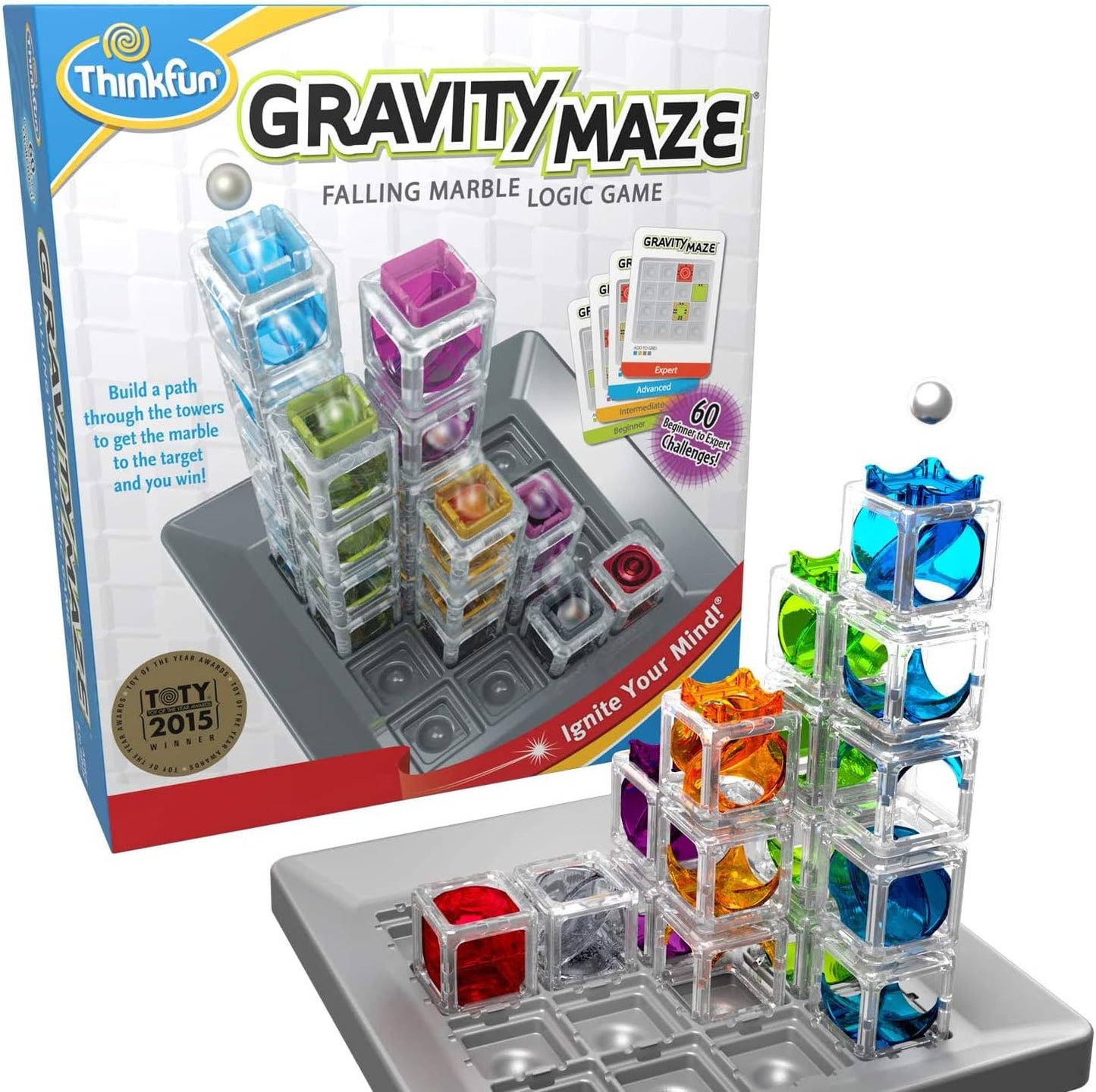ThinkFun Gravity Maze Falling Marble Challenge Logic Brain Game and STEM Toys for Kids and Adults Age 8 Years Up - Gifts for Children Single