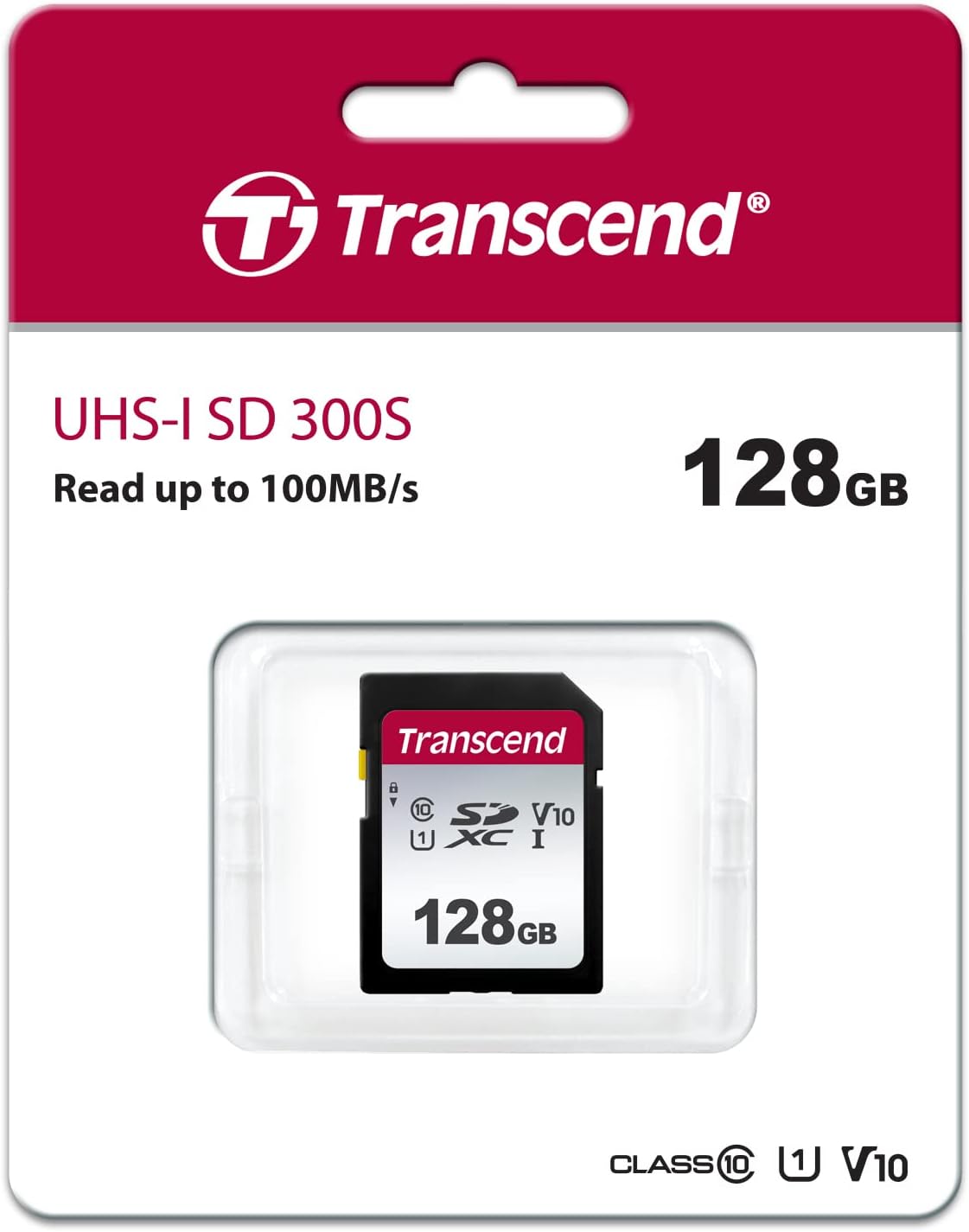 Transcend TS128GSDC300S Scheda di Memoria SDXC da 128 GB, Imballaggio Standard, 300S, Standard