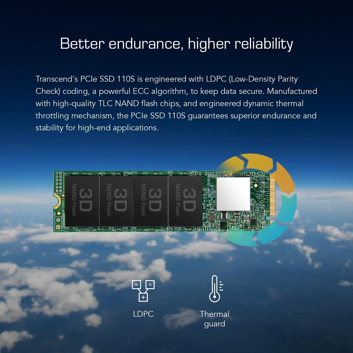 Transcend MTE110S 256 GB NVMe PCIe Gen3 x4 M.2 2280 Internal Solid State Drive (SSD) 3D TLC NAND (TS256GMTE110S