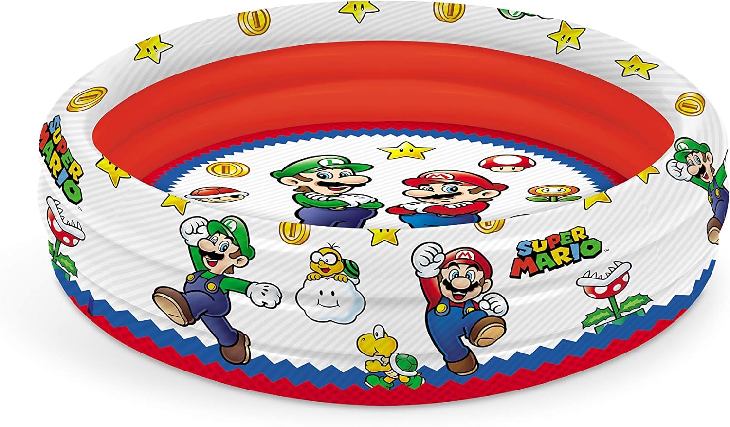 Mondo Super Mario Brothers Toys Inflatable Pool for Children 3 Rings-Diameter 100 cm-Capacity 84 Lt. -16892, Multi-Coloured