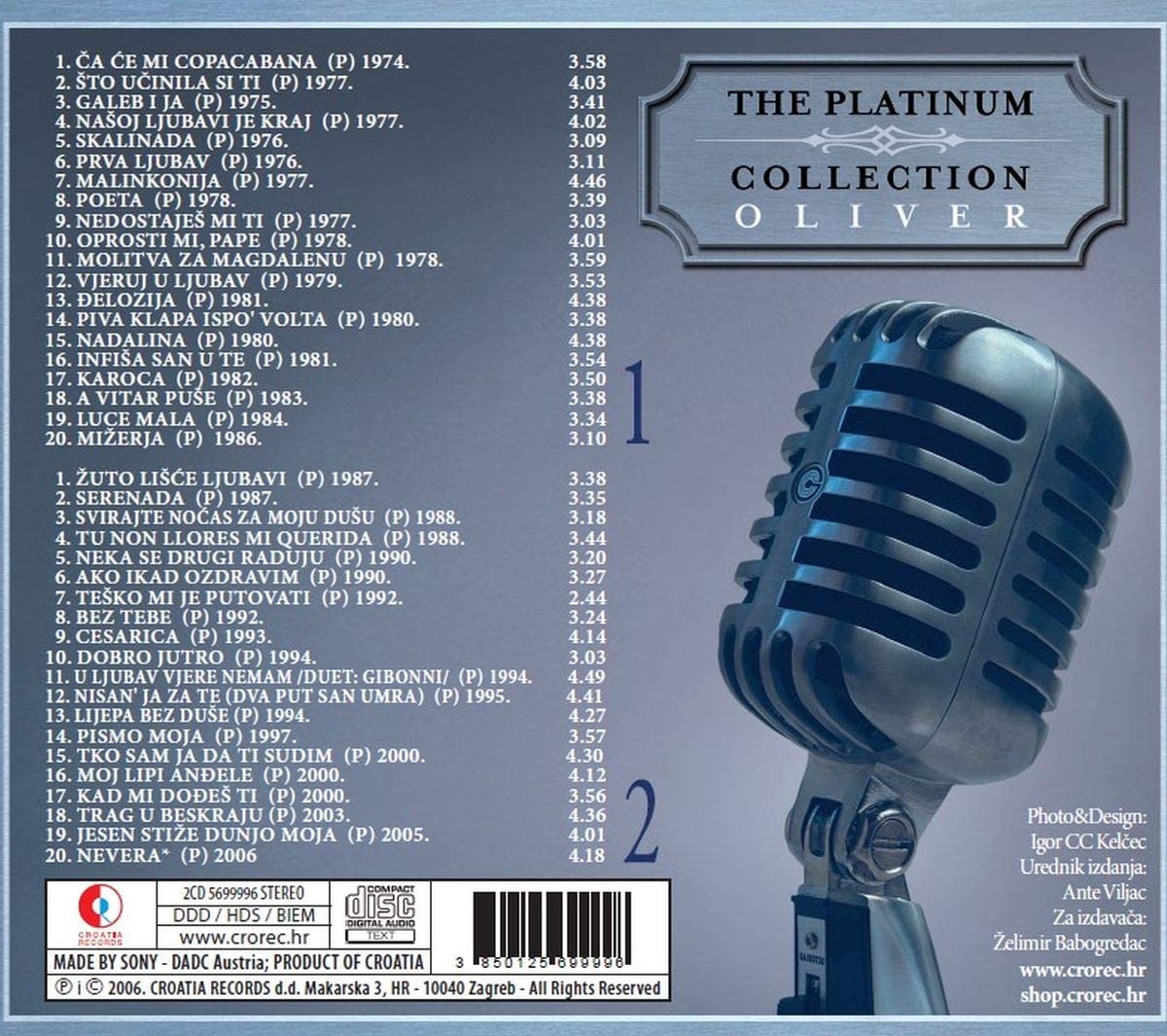 OLIVER DRAGOJEVIC - The platinum collection - 40 hitova (2 CD)