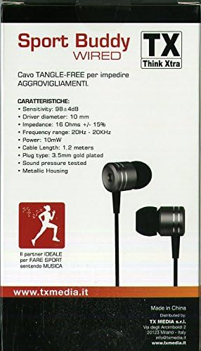 TX Metallic Sport Buddy Wired Earbuds Headset (Black Hs-248