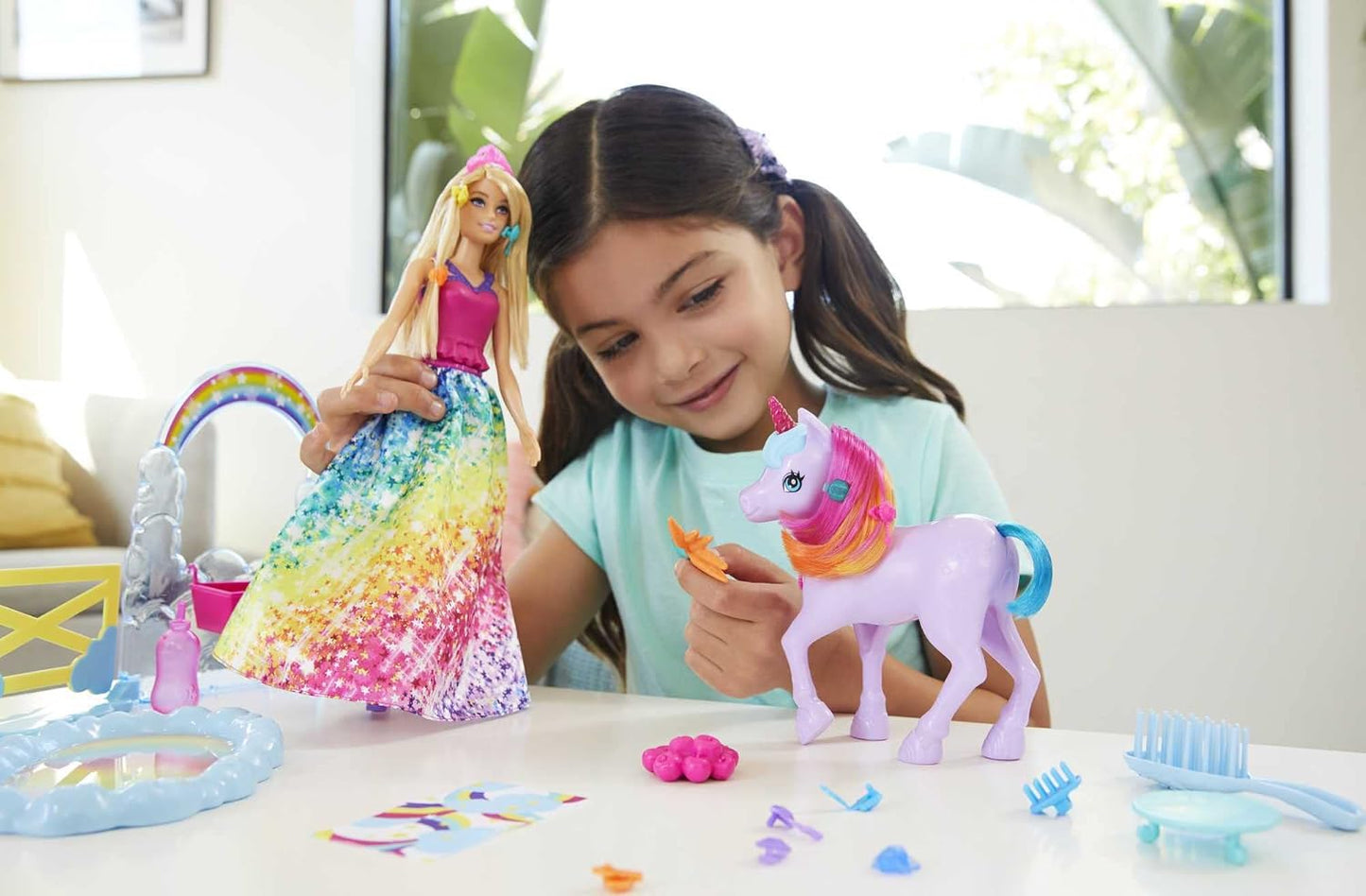 Barbie Dreamtopia Unicorn Pet Playset with Barbie Princess Doll, Gift for 3 to 7 Year Olds & Dreamtopia Rainbow Magic Mermaid - Fantasy Look - Tiara - Gift for Kids 3+ + Mermaid
