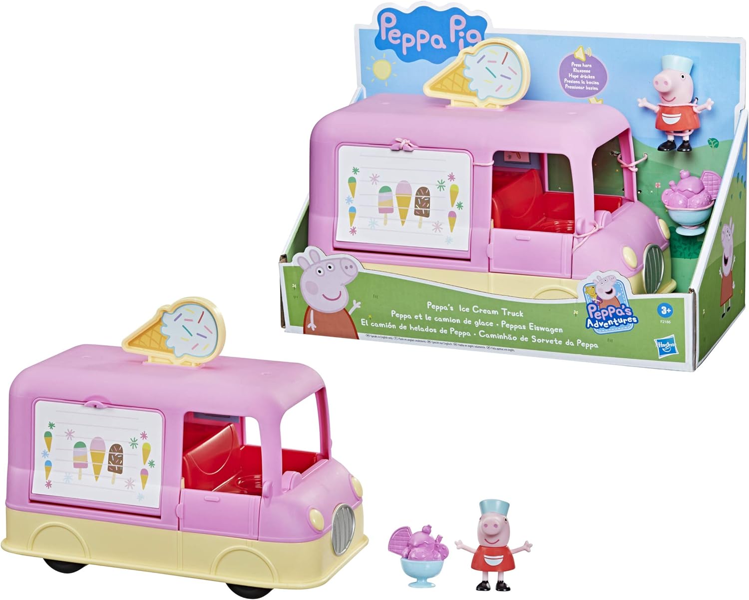 Peppa Pig Peppa’s Adventures Peppa’s Ice Cream Van Vehicle Pre-school Toy, Speech and Sounds, Ages 3 and Up