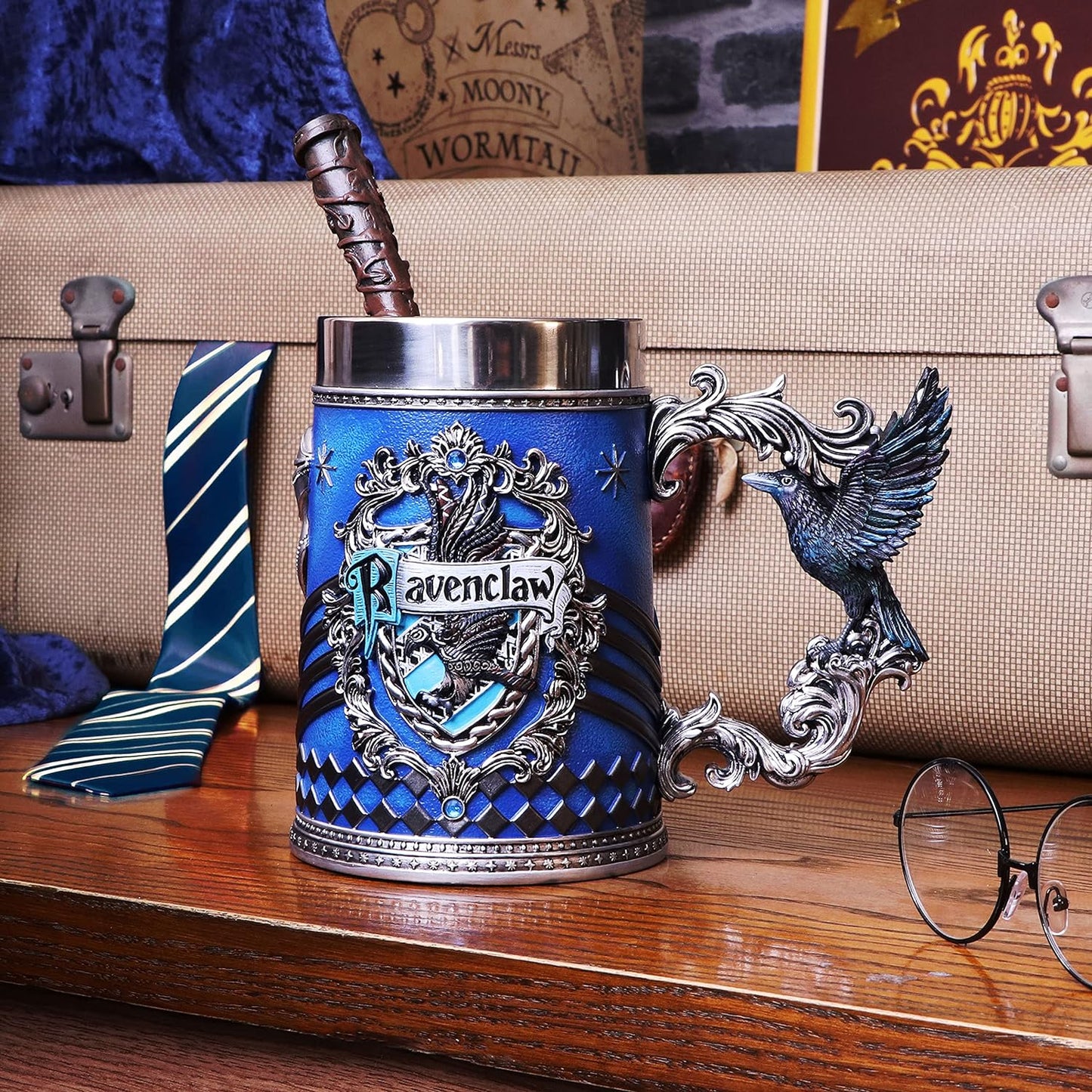 Nemesis Now Harry Potter Ravenclaw Hogwarts House Collectible Tankard, Blue Silver, 15.5cm