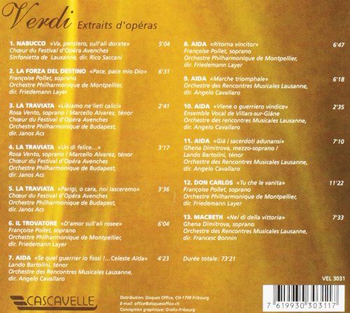 Verdi Excerpts From Nabucco Avenches Opera Festival Chorus And Sinfonietta De Lausanne/ Rico