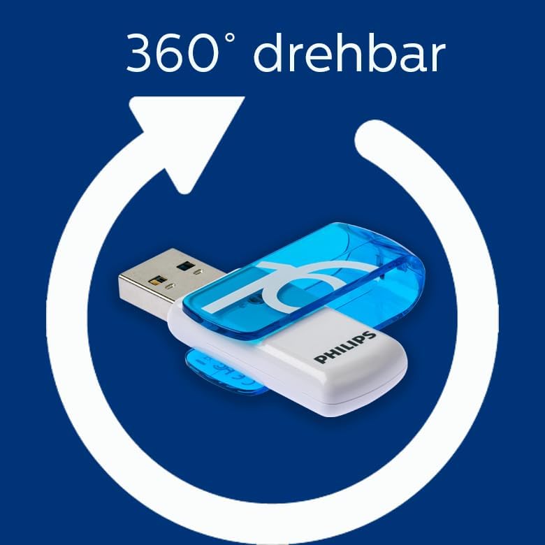 Philips USB 2.0 16GB Vivid Edition Blue, FM16FD05B/00, Blau, Weiß 16 GB single