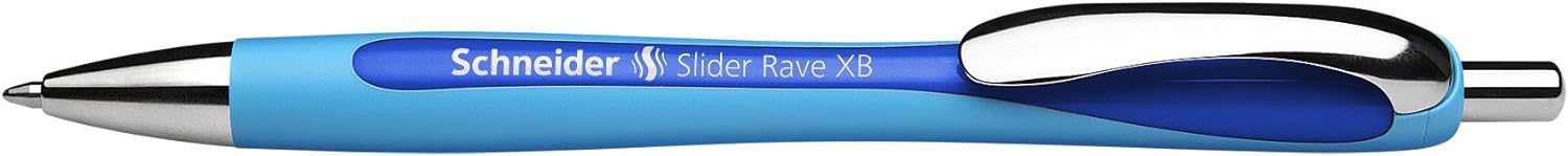 Schneider 151277 Slider Basic XB Pack of 6 and 1 x Slider Rave XB Ballpoint Pen with Case, Blue Ink