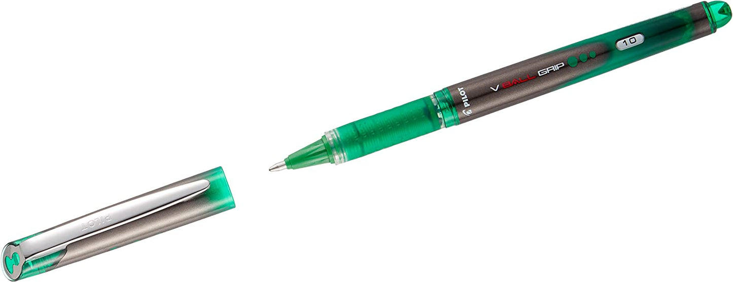 Pilot V Ball grip rollerball pen, 1.0mm broad tip ball with green ink and 0.6mm line width, (EACH