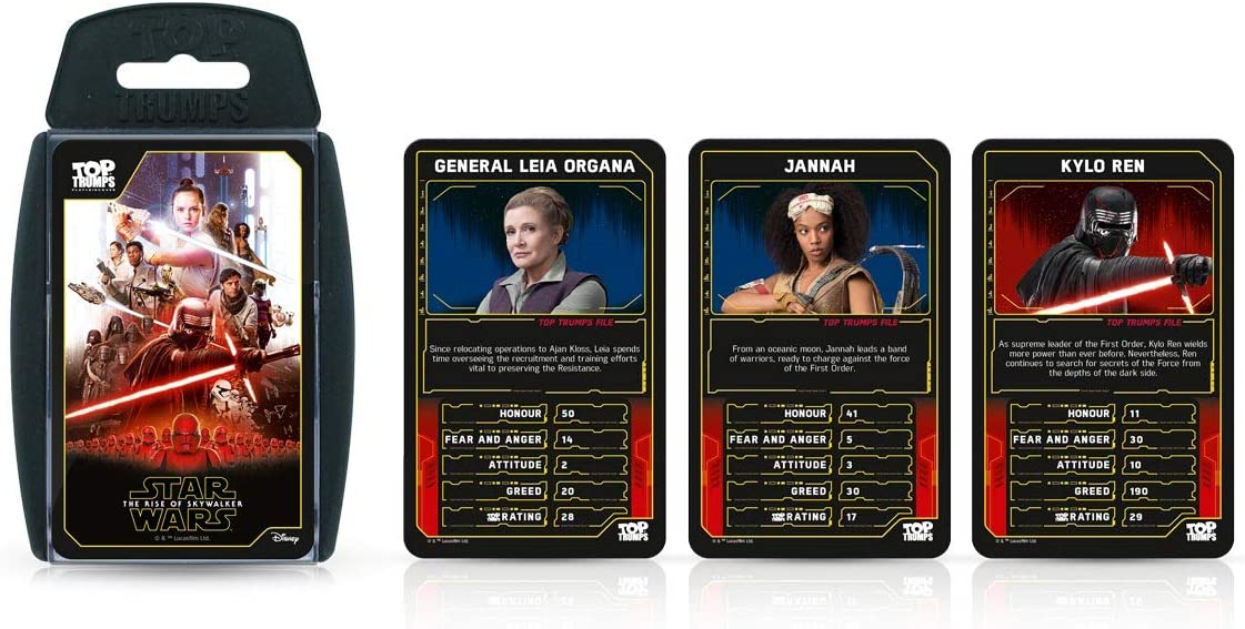 Top Trumps Star Wars Episodio IX The Rise of Skywalker Specials Juego de cartas, juega con Chewbacca, Rey, General Hux y Kylo Ren, educativo para 2 jugadores en adelante es un gran regalo para mayores