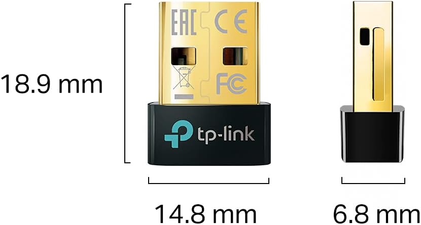 TP-Link Nano USB Bluetooth 5.0 Adapter for Multiple Devices, Long Range Bluetooth Dongle/Receiver for Windows 11/10/8.1/8/7, Plug and Play (UB500), Black