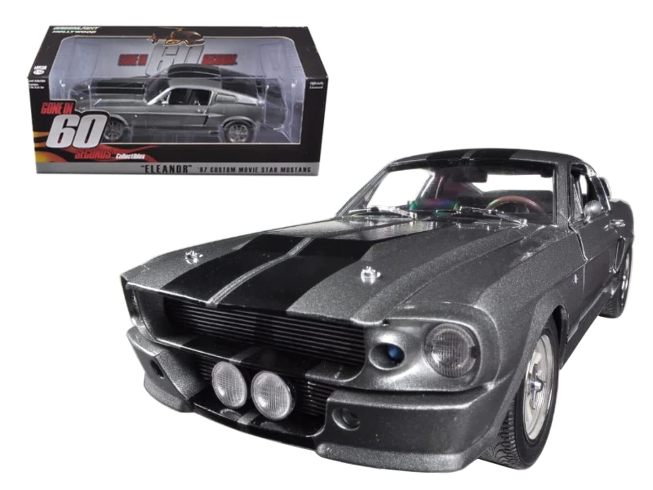 Greenlight 12909 Shelby Ford Mustang Eleanor 1967 1:18 Vehicle, Metal Grey/Black