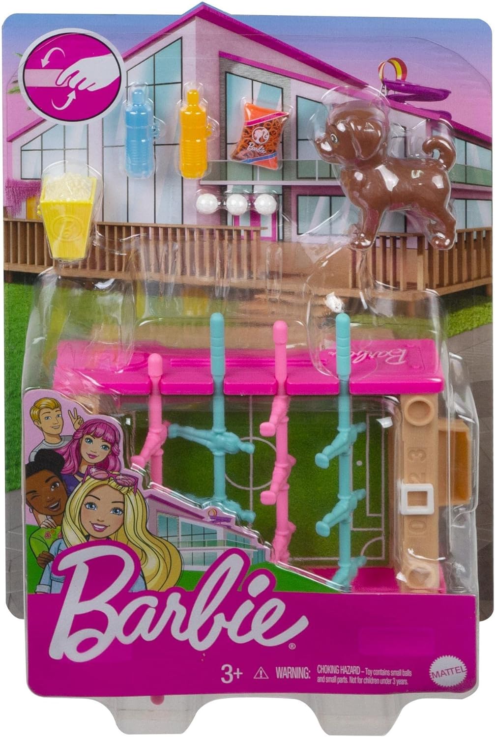 Barbie Set de Juego con futbolín, Perrito y Accesorios de Juguete para muñecas, Regalo para niñas y niños +3 años (Mattel GRG77