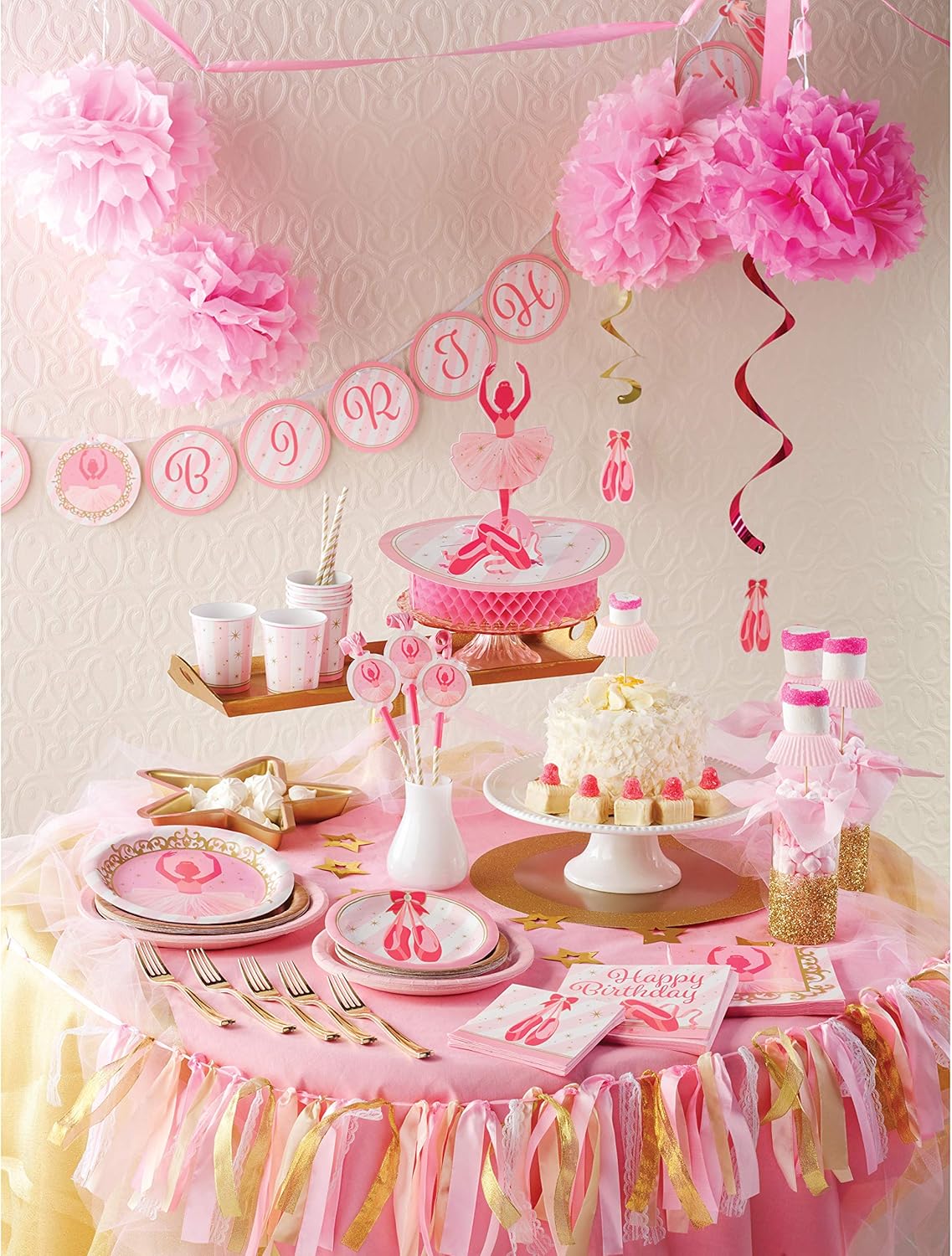 Pink Srtipes Paper Cups - 8 Pcs
