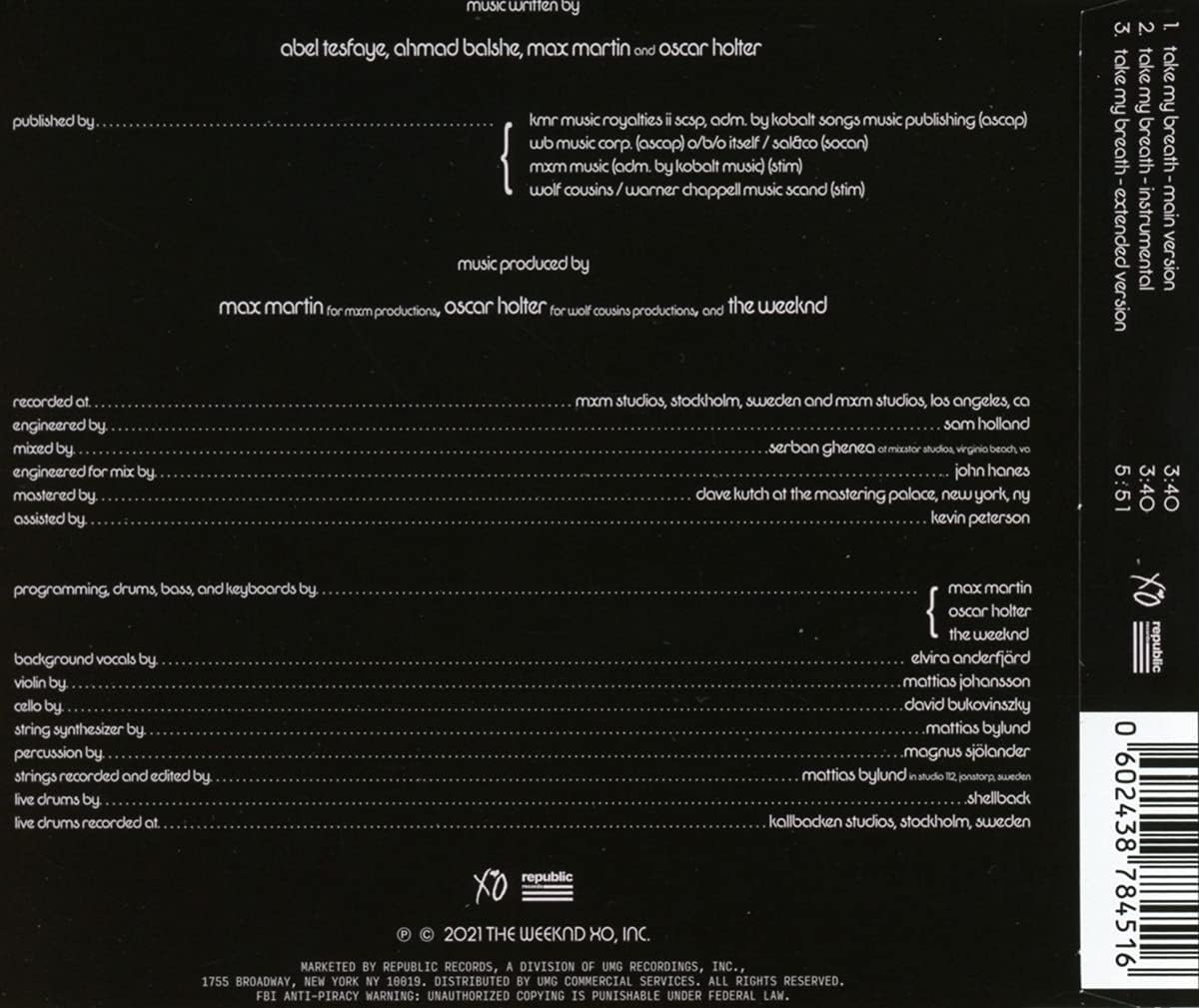 Take My Breath (3-Track CD-Maxi