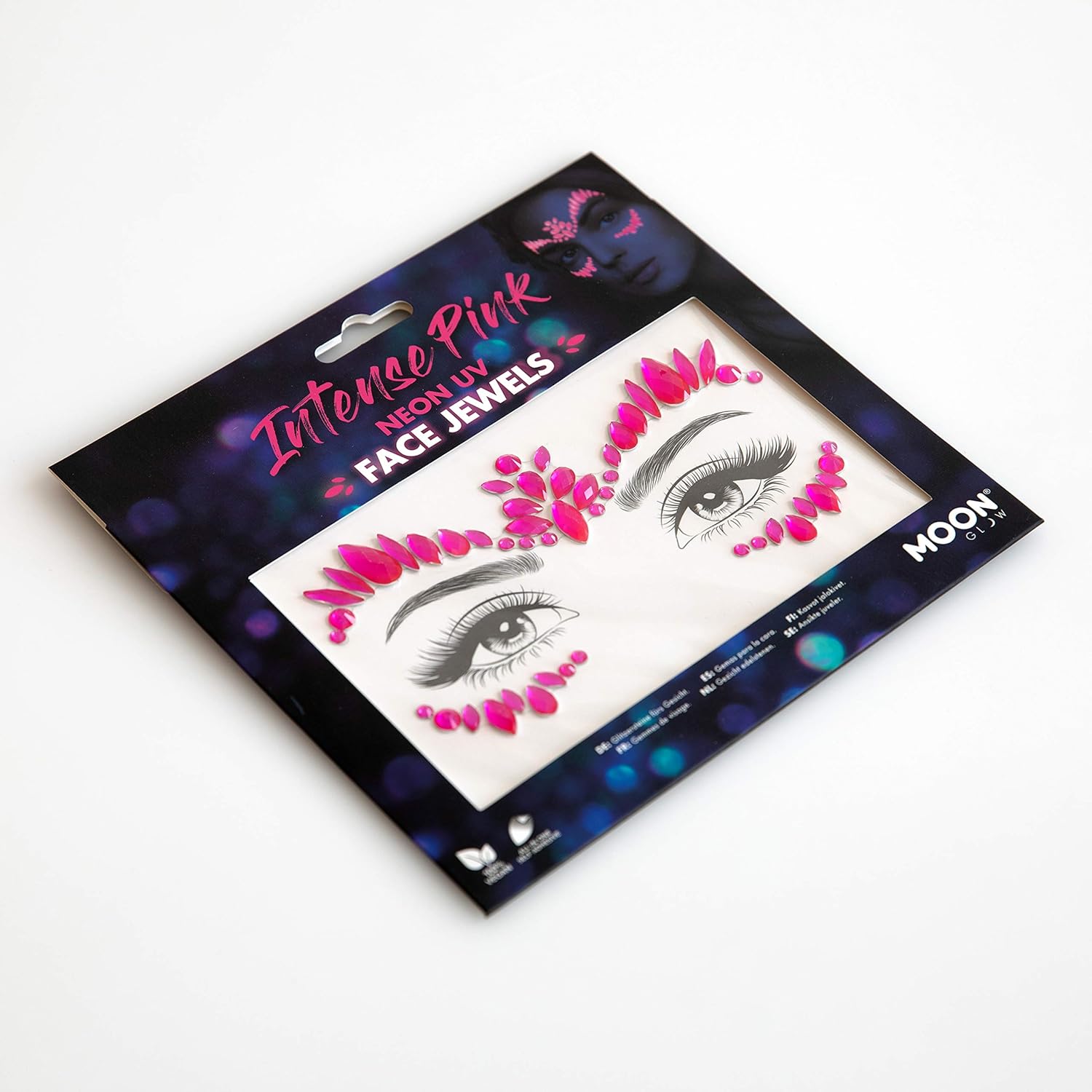 Smiffys Moon Glow Face Jewels, Intense Pink