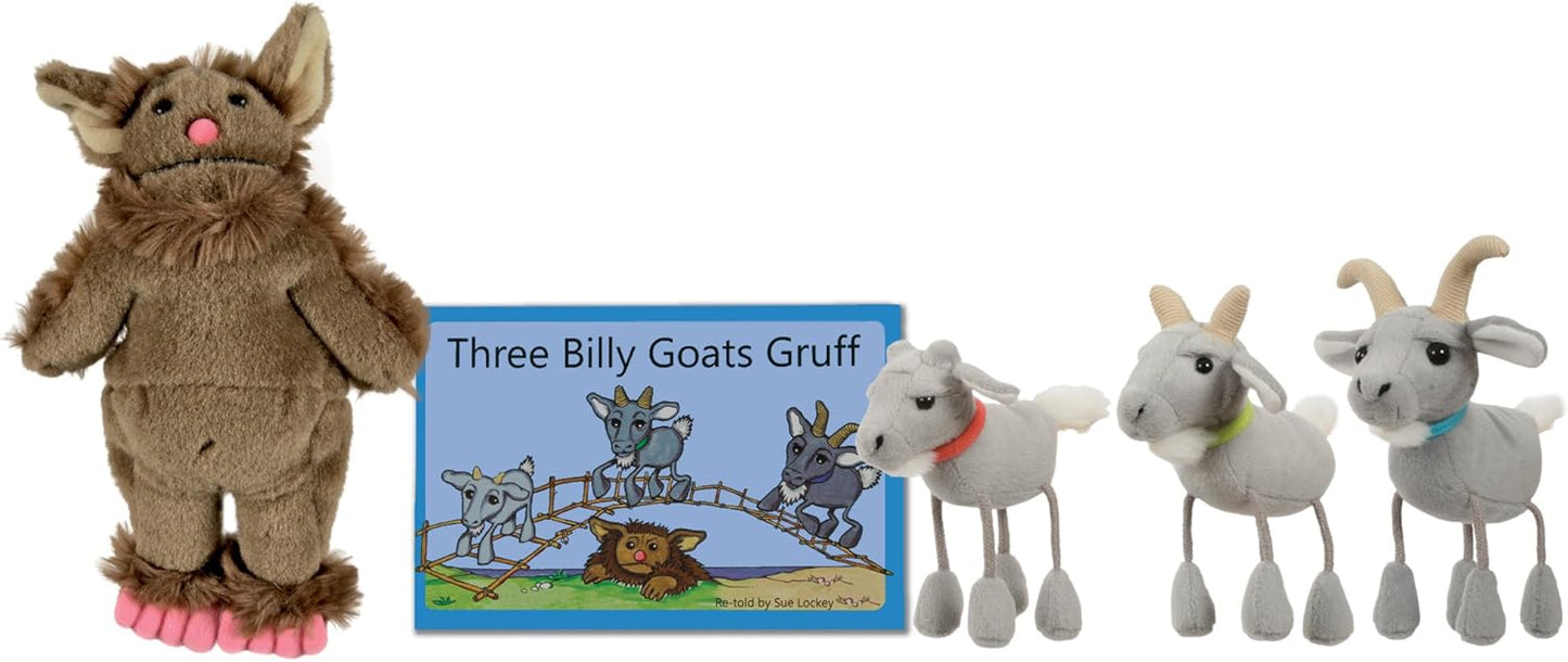 The Puppet Company - Traditional Story Sets - Three Billy Goats Gruff & Troll Finger Puppet Set