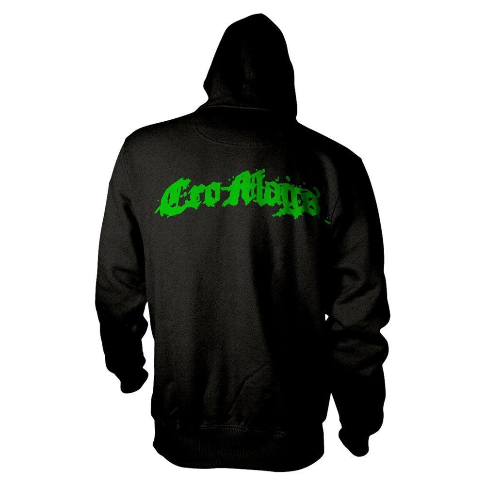 CRO-MAGS - GREEN LOGO BLACK Hooded Sweatshirt with Zip Medium