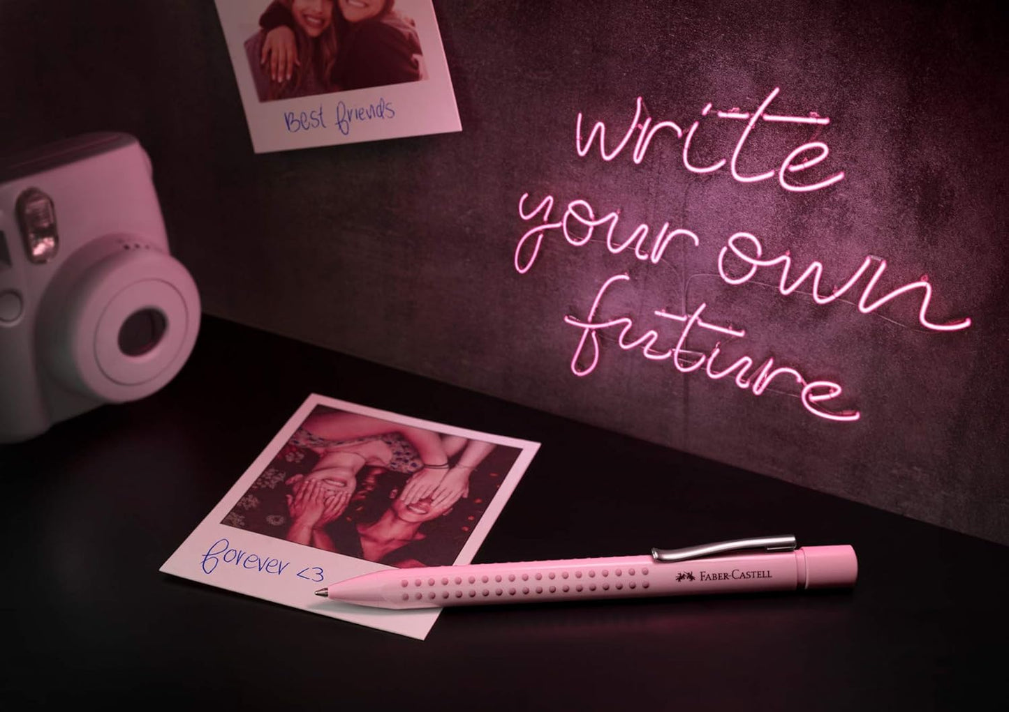 Faber-Castell 218480 - Blister 2 láp. Sparkle perlado, goma y afila sleeve mini. Sombra rosa-gris