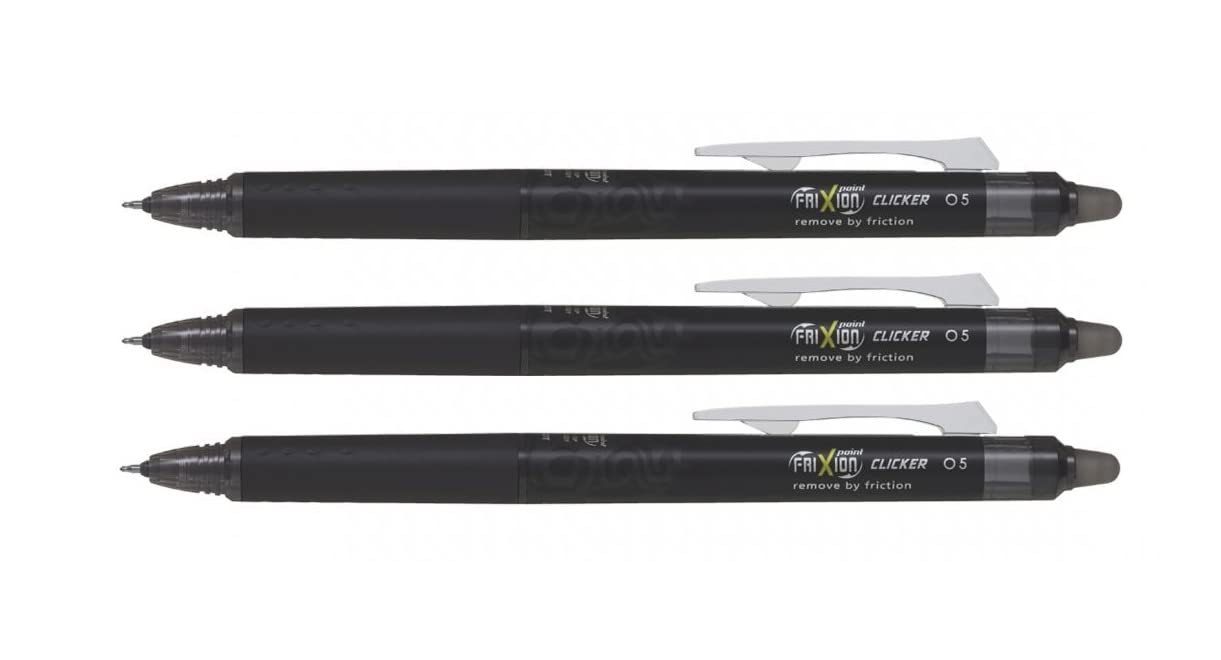 Pilot Frixion Point Clicker Pen - 0.5mm Fine Synergy Tip - Black Ink - Supplied Loose