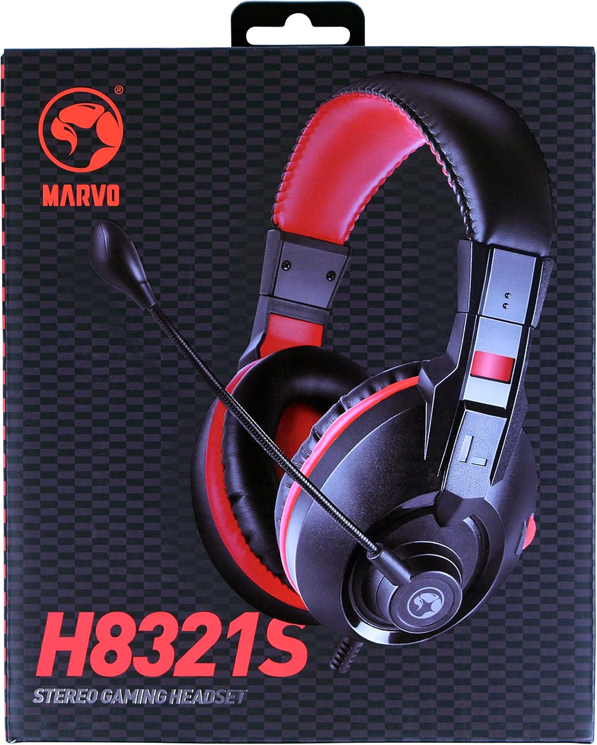 MARVO Scorpion H8321S Gaming Headset, Stereo Sound, Flexible Omnidirectional Microphone, 40mm Audio Drivers, On-ear Volume Control, 3.5mm Connection, Black and Red