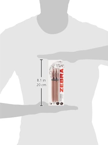 Zebra Pen Z Grip Black Pens Ballpoint, Super Trendy Rose Gold Ballpoint Pens with Triangular Barrel, Pens, Black Ink, Reliable Black Biro Pens Multipack for Everyday Use-Medium Point, 3 pk,Pack of 2