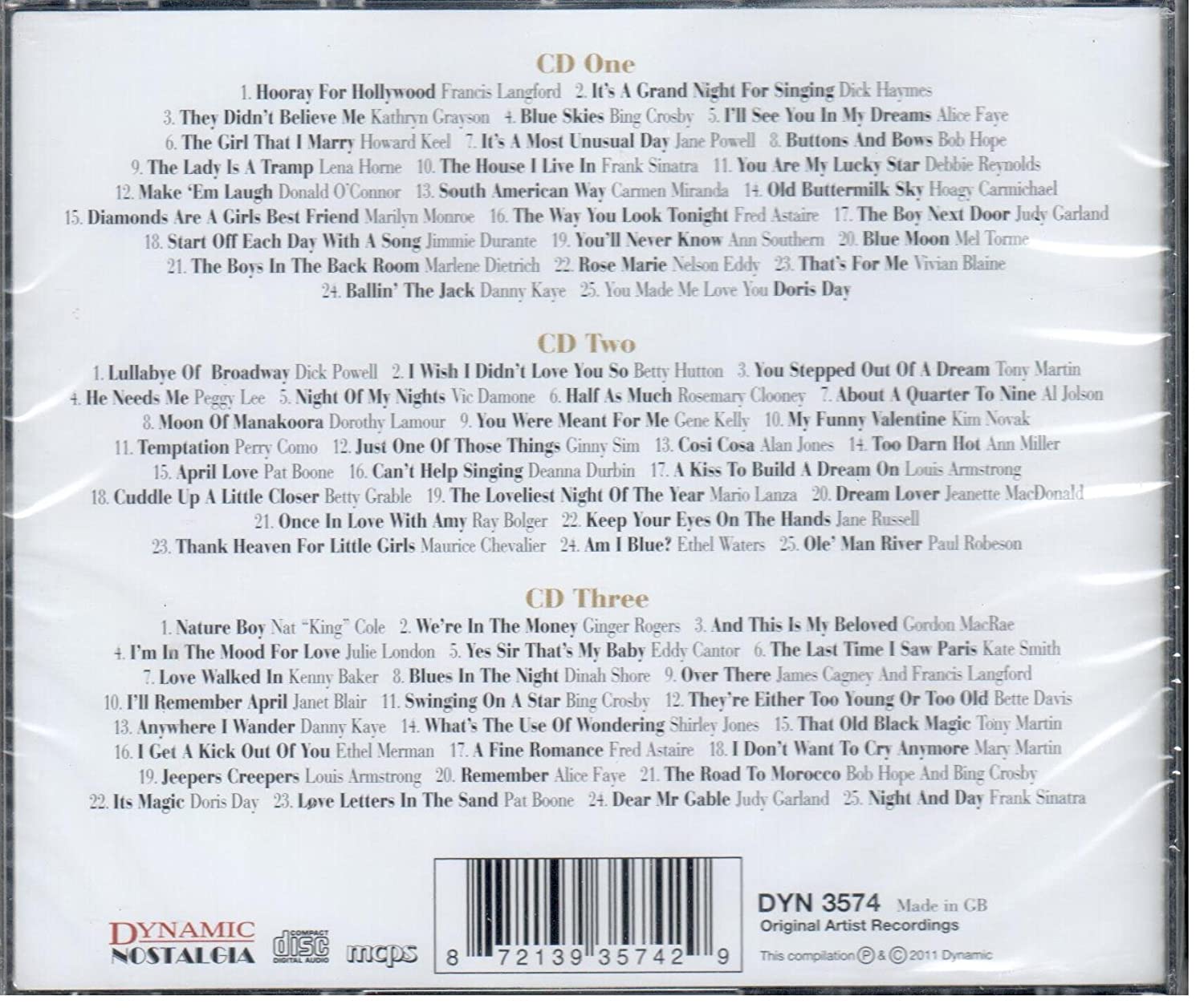 Golden Voices from the Silver Screen Hollywood Sings 3 CDS Essential Collection