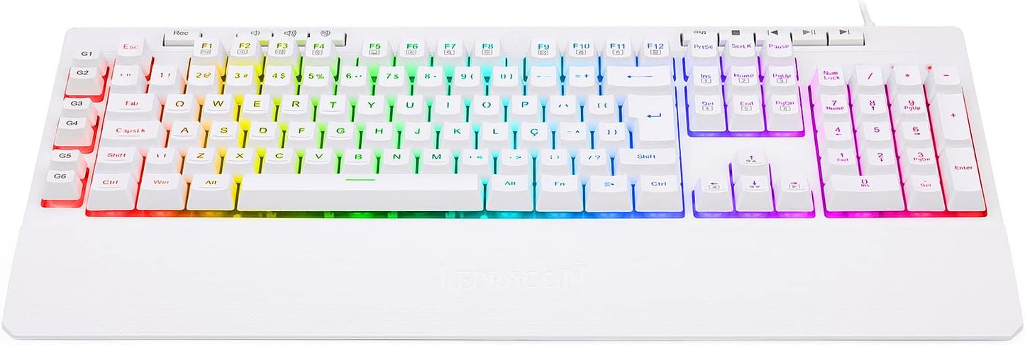REDRAGON K512 Shiva White, RED-K512W-RGB, Multicolor RGB Backlight, Membrane Keyboard