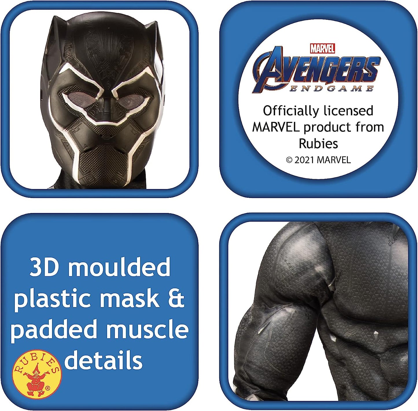 Rubie's Official Marvel Avengers Endgame Black Panther Deluxe Childs Costume, Kids Superhero Fancy Dress